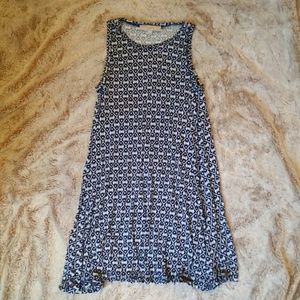 LOFT Sleeveless Swing Dress - Navy/Black Pattern